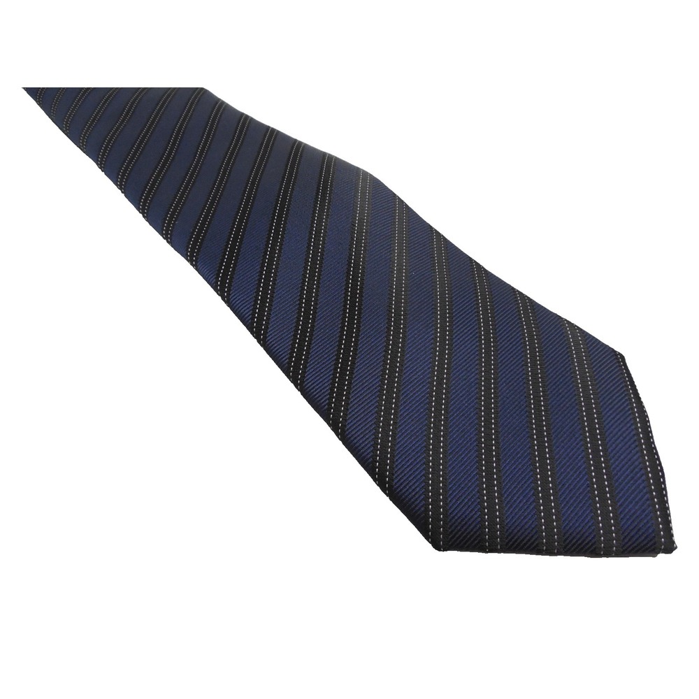 NWT Banana Republic Men's Tie 58" Long / 3" Wide Polyester Double Stripe Navy Bl